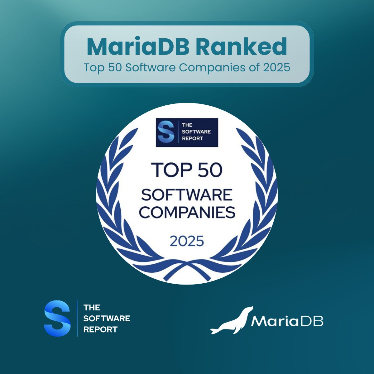 mariadb's tweet image. .@SoftwareReport1’s Top 50 Software Companies of 2025 list just dropped, and we spy a familiar name on the list. 👀

Being included on this list is a nod to the advancements and innovative technologies we have built over the past year. 

More on this recognition:…