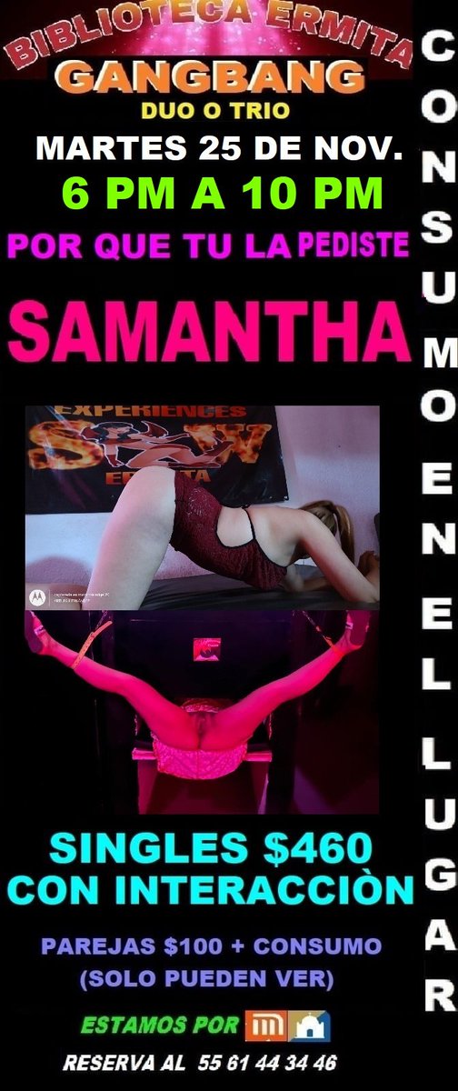 En punto de las 6pm Samantha como tu quieras al reserva al  <a href="/SWBIBLIOTECA/">SW BIBLIOTECA ERMITA</a> <a href="/swexperiences1/">SWEXPERIENCES1</a> <a href="/Bibliotecasw1/">bibliotecasw Ermita BARBARA Y ARTURO</a> 5561443446 <a href="/SWEXPERIENCES/">SWEXPERIENCESERMITA</a>