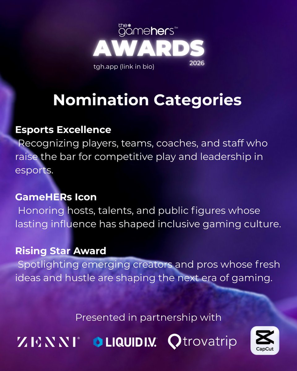 thegamehers's tweet image. 💛From creators and casters to educators, students, and community leaders, the*gamehers Awards exist to recognize the women gamers who make this space better every single day. 

Head to the GMHRS app to nominate your gameHER. #thegamehers #thegamehersAwards #womeningaming