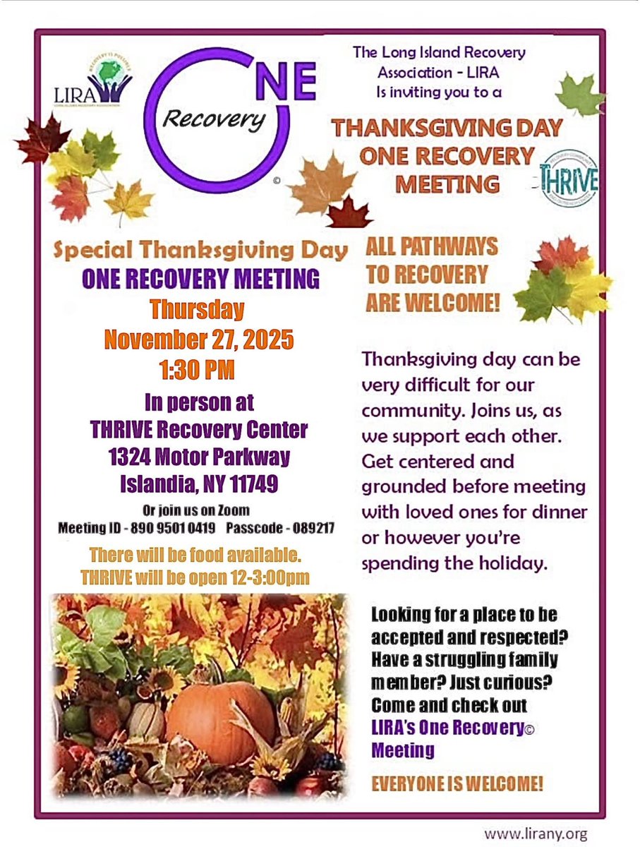 FCA_daily's tweet image. Looking for a supportive, substance-free way to spend Thanksgiving? 🦃💛See how you can get involved with FCA &amp;amp; THRIVE. Join us to connect, celebrate, and be part of our recovery community this holiday season.

#Thanksgiving #RecoveryCommunity #YouAreNotAlone #RecoveryIsPossible