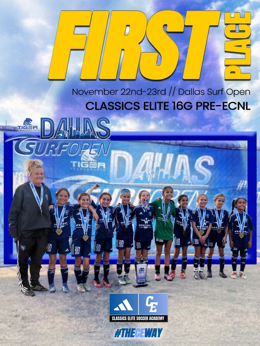 ClassicsEliteSA's tweet image. 🏆 CHAMPIONS ALERT! 🏆 Congratulations to our CE 16G Pre-ECNL for bringing home the gold at the Dallas Surf Open tournament this past weekend! 👏⚽️

#theCEway #ironsharpensiron