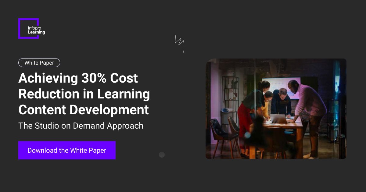 InfoproLearning's tweet image. Balancing speed, quality, and cost in #contentdevelopment is a challenge for many #LnD teams. Explore how a Studio on Demand approach streamlines #production and delivers measurable savings. Download the white paper: hubs.ly/Q03VNV8Y0

#infoprolearning #unlockpotential
