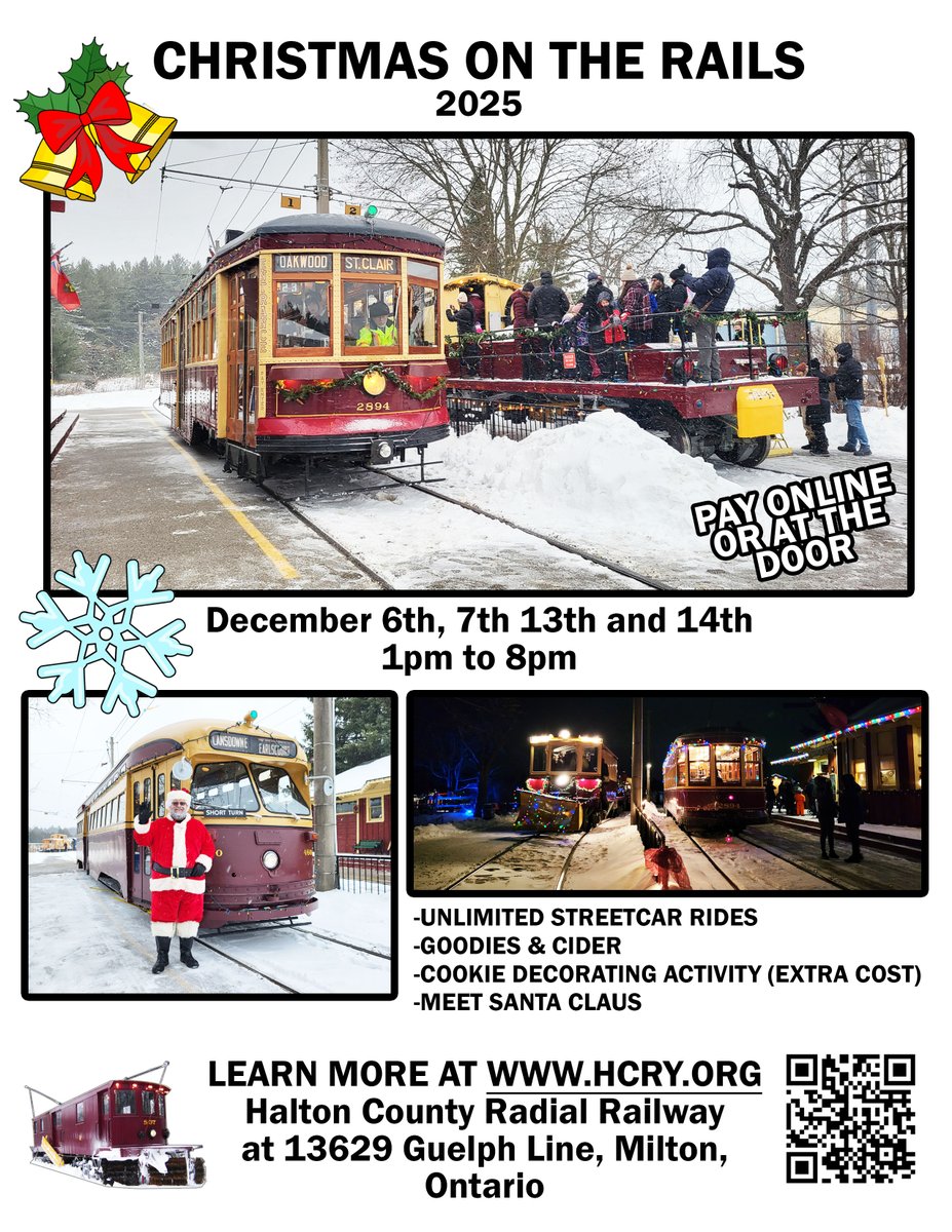 Get your tickets online or at the door for "Christmas on the Rails" - 2025 at our museum!

December 6, 7, 13 and 14: 1pm to 8pm. Learn more on our website.