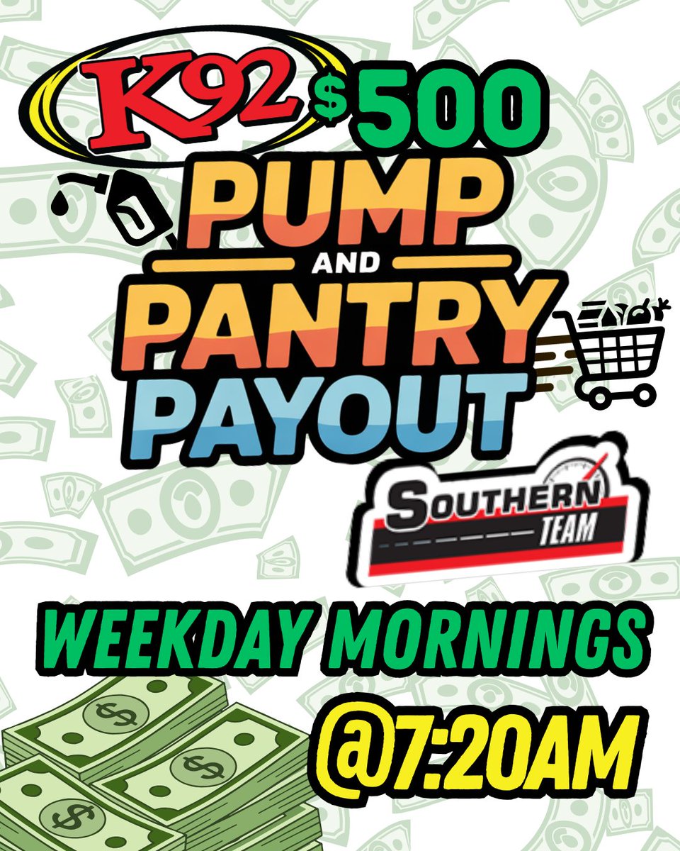 Black Friday deals are great, but FREE $$$ is
even better! 😉Monica, Antoine, and Chris have your
chance to grab $500 TOMORROW Mornin' at 7:20AM!
Sponsored by Southern Team Automall!