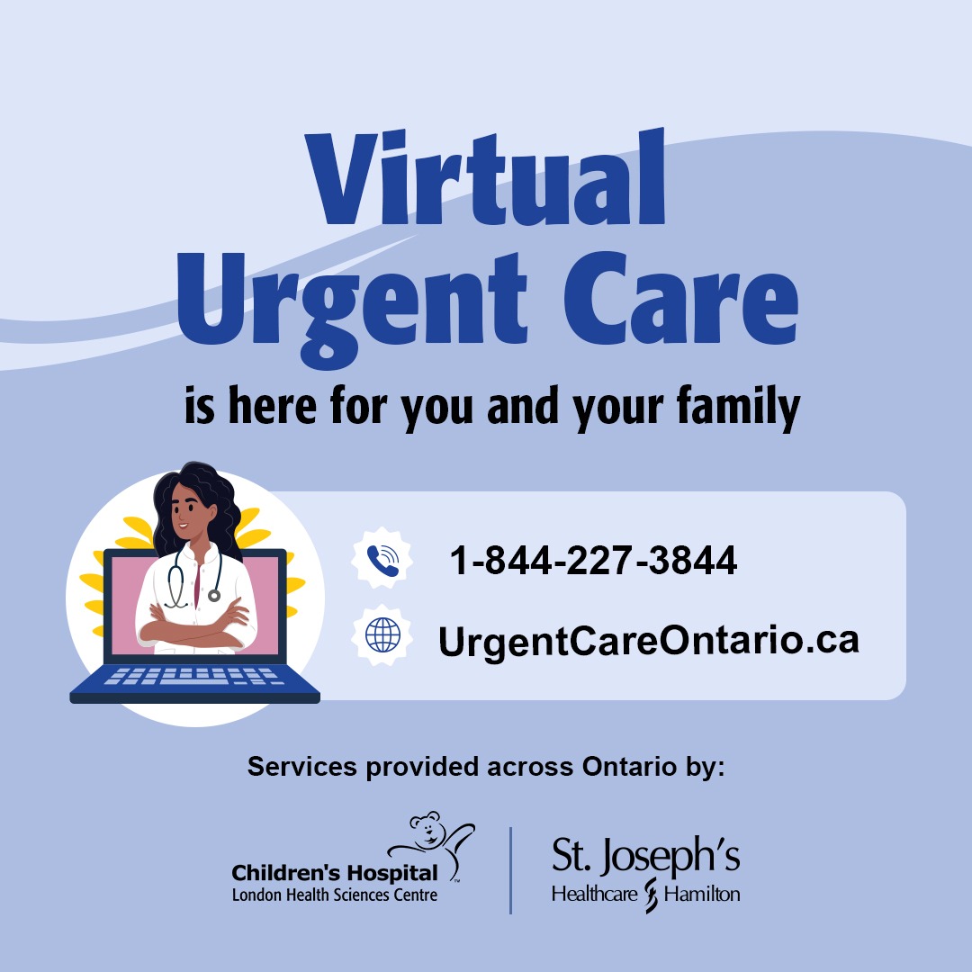 Virtual Urgent Care offers same-day appts on a first-come, first-served basis. Connect with a medical professional without having to go to a hospital or urgent care centre 🏥

To see if it’s right for you, or to book an appt, visit ow.ly/826650Xx9uN