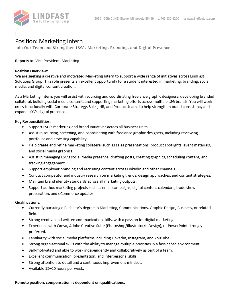 ProferredRivets's tweet image. Week 4...Did you know LSG partners with universities to help grow the talent of tomorrow? Before I send details to the coordinators, I wanted to share here first. If you know a college student who’s studying Marketing, send them my way! Email at rhearn@lindFASTgrp.com