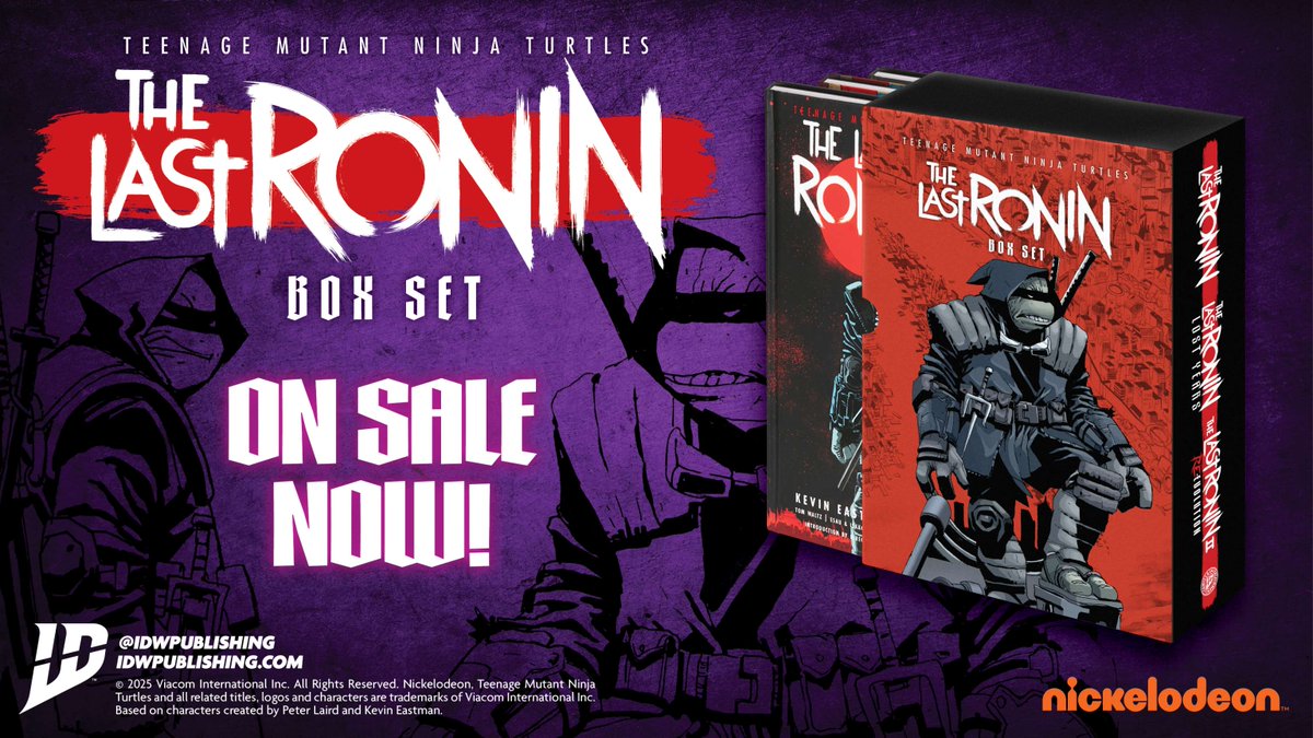 IDWPublishing's tweet image. Collect the first three series in one convenient #BoxSet!

A NYTimes Bestseller, #TheLastRonin has exploded on the scene, becoming a must read for any #comicbook &amp;amp; #graphicnovel fan!

#TeenageMutantNinjaTurtles: #TheLastRoninBoxSet is on sale!: ow.ly/3JN450XxH82

#Gifts