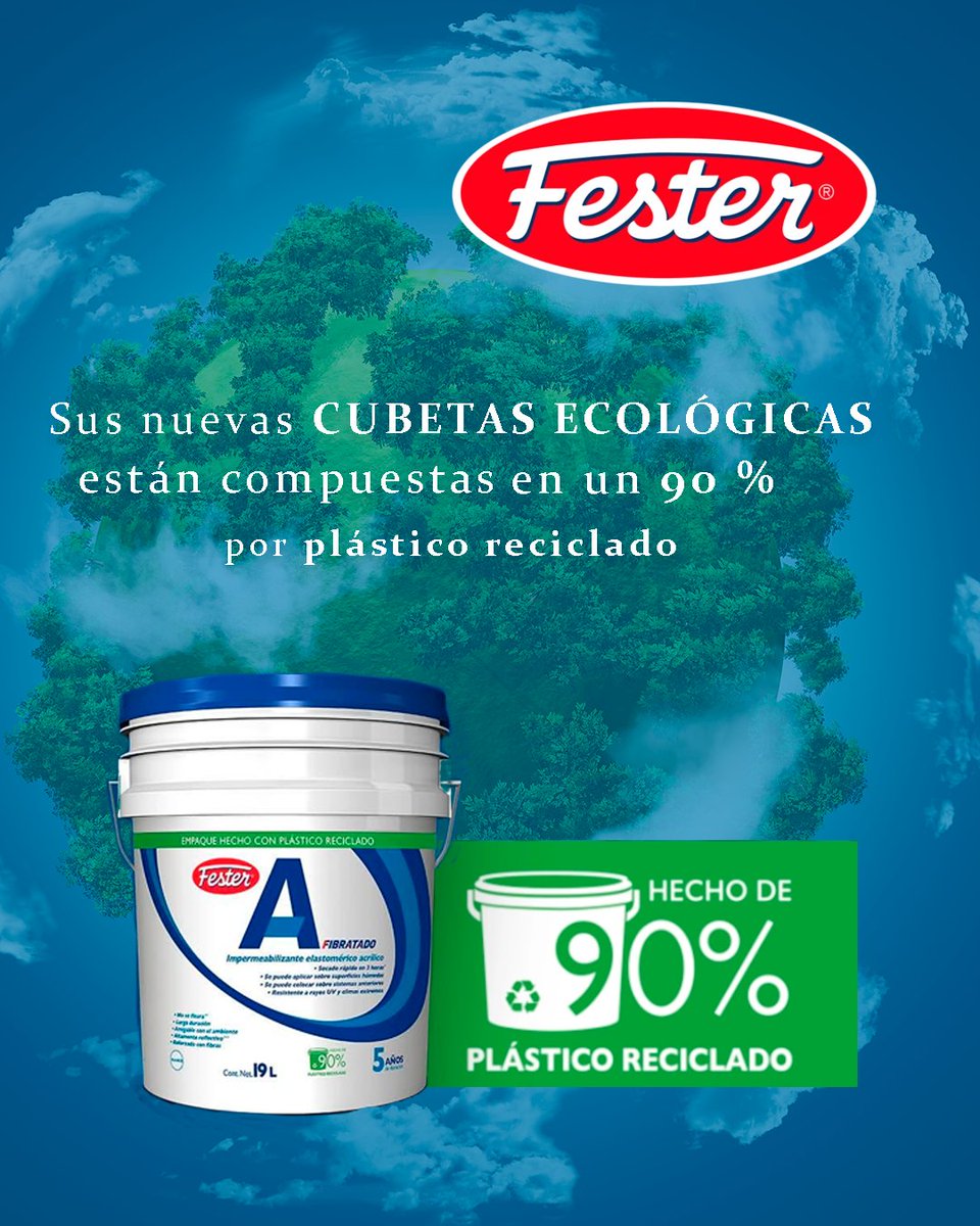 EsrTops's tweet image. Las Cubetas Ecológicas Fester® están elaboradas con 90 % de plástico reciclado, lo que les permite ahorrar más de 360 kg de recurso virgen y evitar la emisión de 626 kg de CO₂ por cada lote producido.

#Fester  #CubetasEcológicas