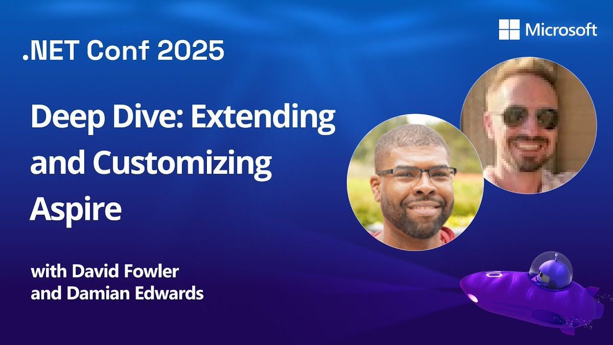 aspnetcore_news's tweet image. Deep Dive: Extending and Customizing Aspire by @dotnet youtube.com/watch?v=UQiL3n… #aspnetcore