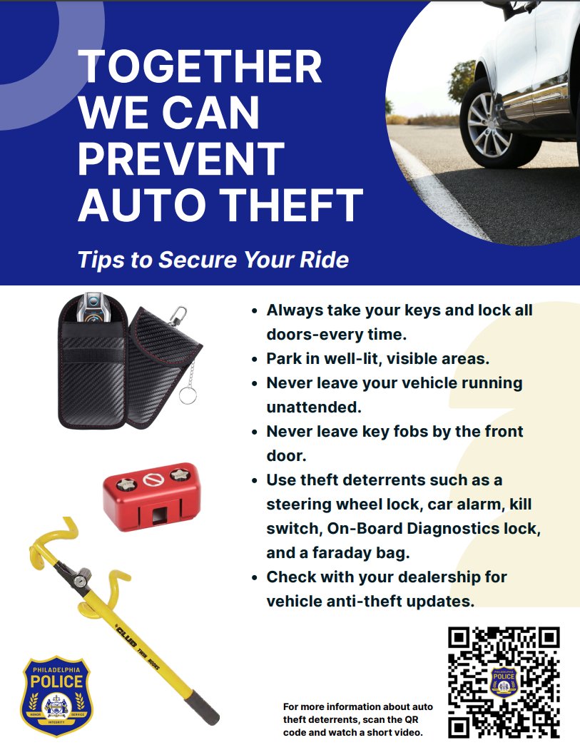 Thank you to everyone who has been sharing our recent tips on stopping high-tech auto theft. Please keep spreading the word; your outreach is helping protect your neighbors.