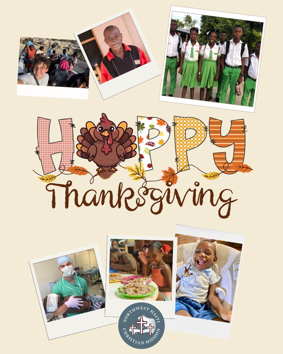 NWHCM's tweet image. Today, we pause to give thanks for God’s faithfulness and for every person who helps us serve the people of Northwest Haiti. Your prayers, generosity, and love make a real difference. Happy Thanksgiving from our NWHCM family to yours. 🧡🍂