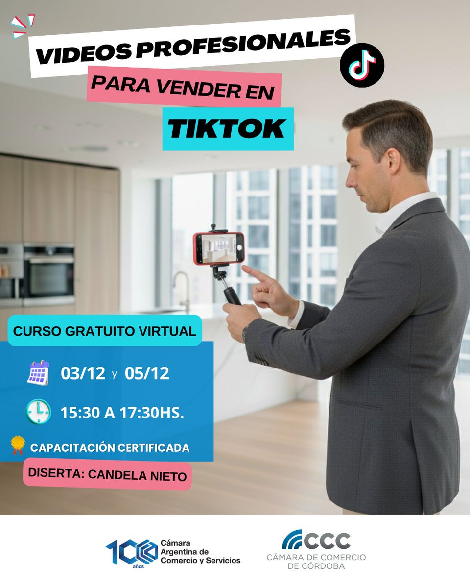 📱 ¡Aprendé a crear videos profesionales para vender en TikTok!
🚀 Junto a CAC, te traemos una capacitación gratuita en la que vas a aprender a planificar, grabar y editar contenido que potencie tu marca y conecte con tu audiencia.

👉 Inscribite en lnkd.in/gmi9dRw9