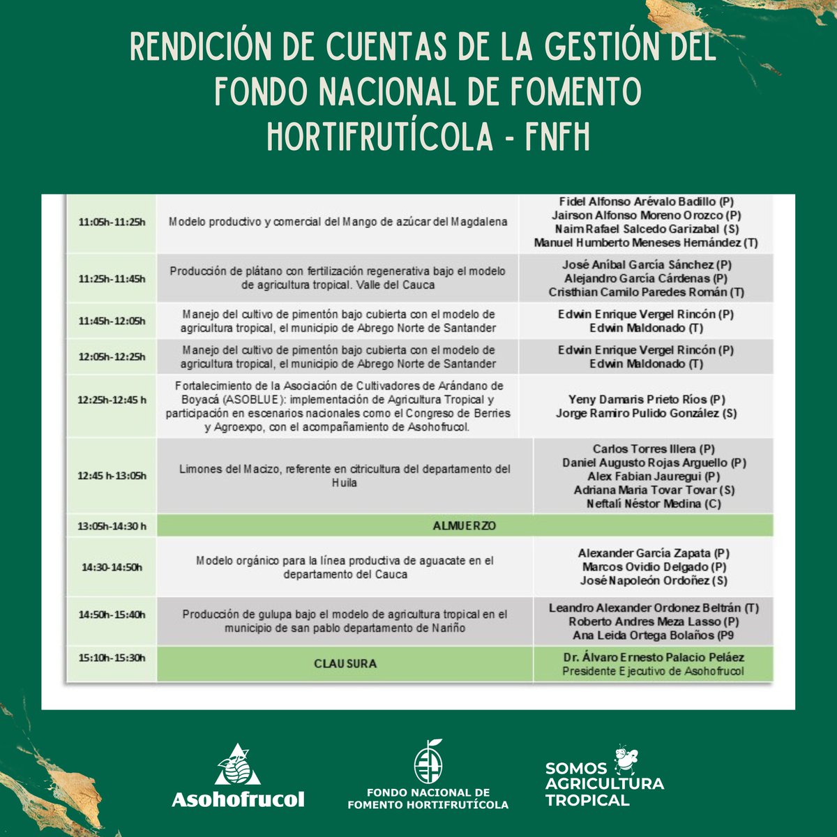 Si estás interesado en el subsector hortofrutícola, te invitamos a la "Rendición de cuentas de la gestión del Fondo Nacional de Fomento Hortifrutícola - #FNFH", el próximo jueves, a las 08:00 a.m. por nuestro canal de Youtube bit.ly/48cqHcU #Asohofrucol
