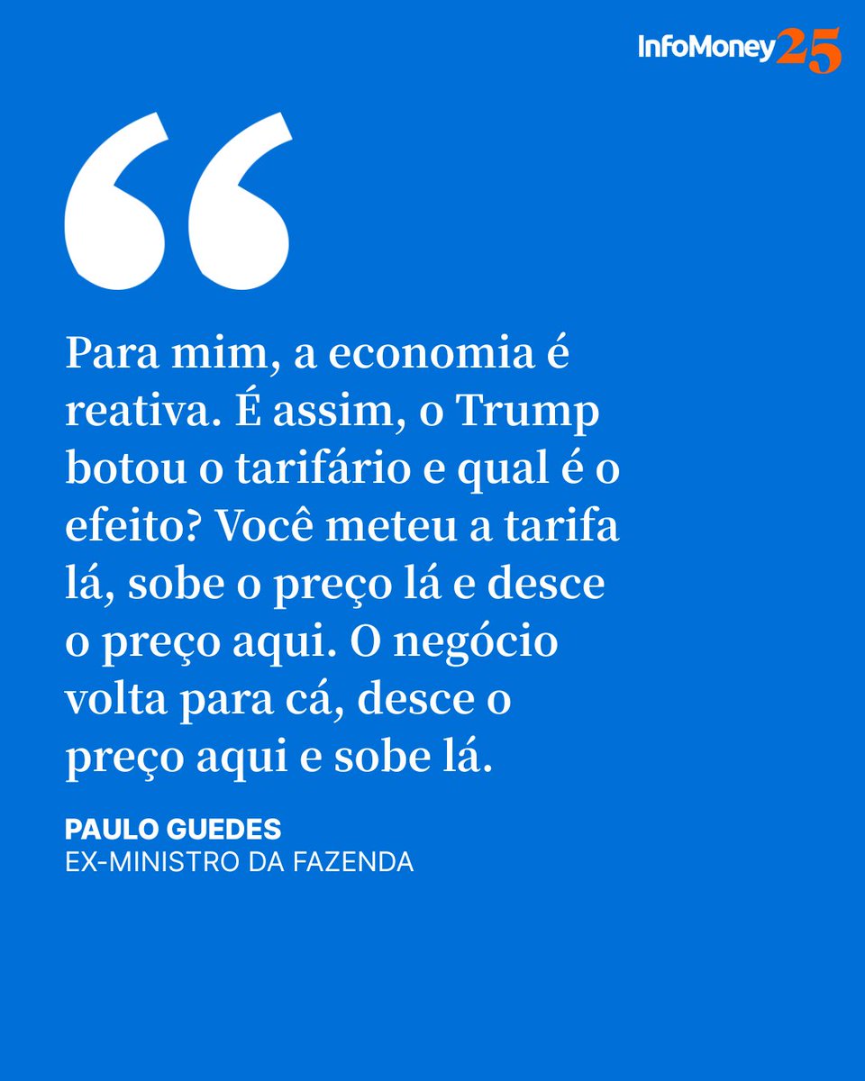 EX-MINISTRO CRITICA POLÍTICA COMERCIAL DOS EUA

Tarifar o mundo inteiro foi uma inabilidade do presidente dos EUA, Donald Trump, disse nesta terça (25), o economista Paulo Guedes, ex-ministro da Fazenda de Jair Bolsonaro e sócio fundador da gestora YvY Capital. Ele ponderou, no