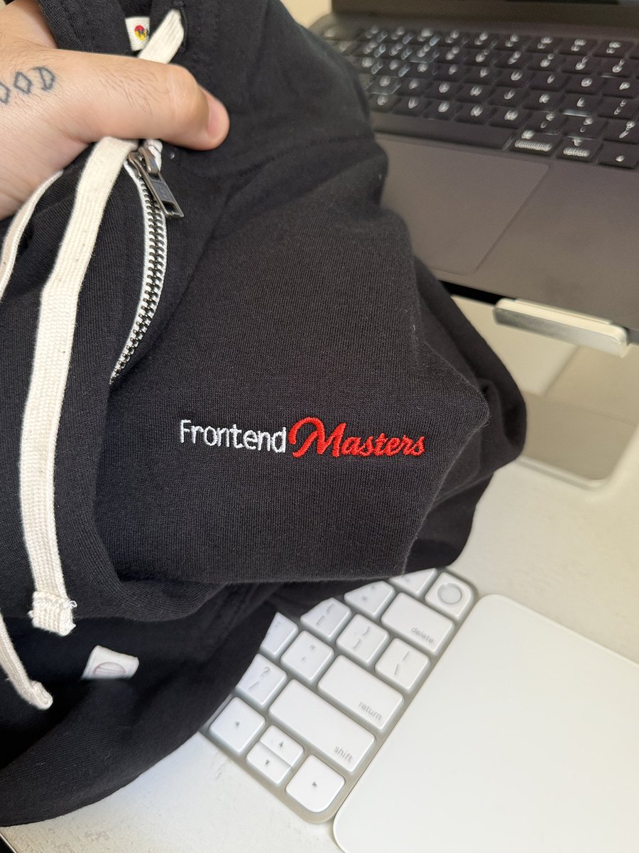 ederchristian's tweet image. Just got an awesome hoodie as a gift from @FrontendMasters. Coding sessions just got cozier. Appreciate it.

If my React and TypeScript get even sharper from now on, you know why.