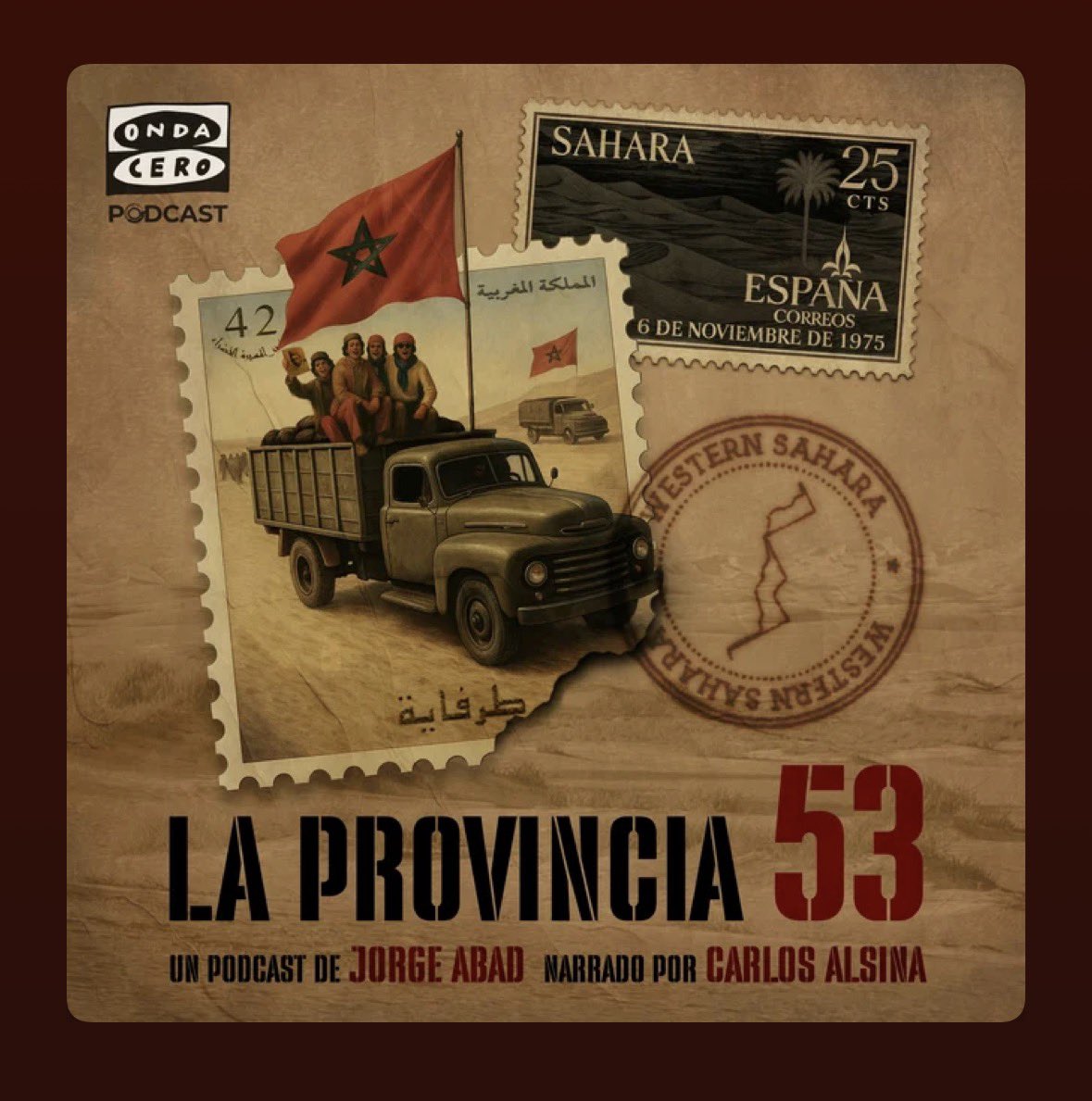 Audio documental imprescindible para viajar por la historia compartida entre el Sáhara y España.

Un trabajo construido a partir de decenas de testimonios valiosísimos, que iluminan lo que tantas veces se ha querido ocultar. 

Narrado por Carlos Alsina y dirigido por Jorge Abad,