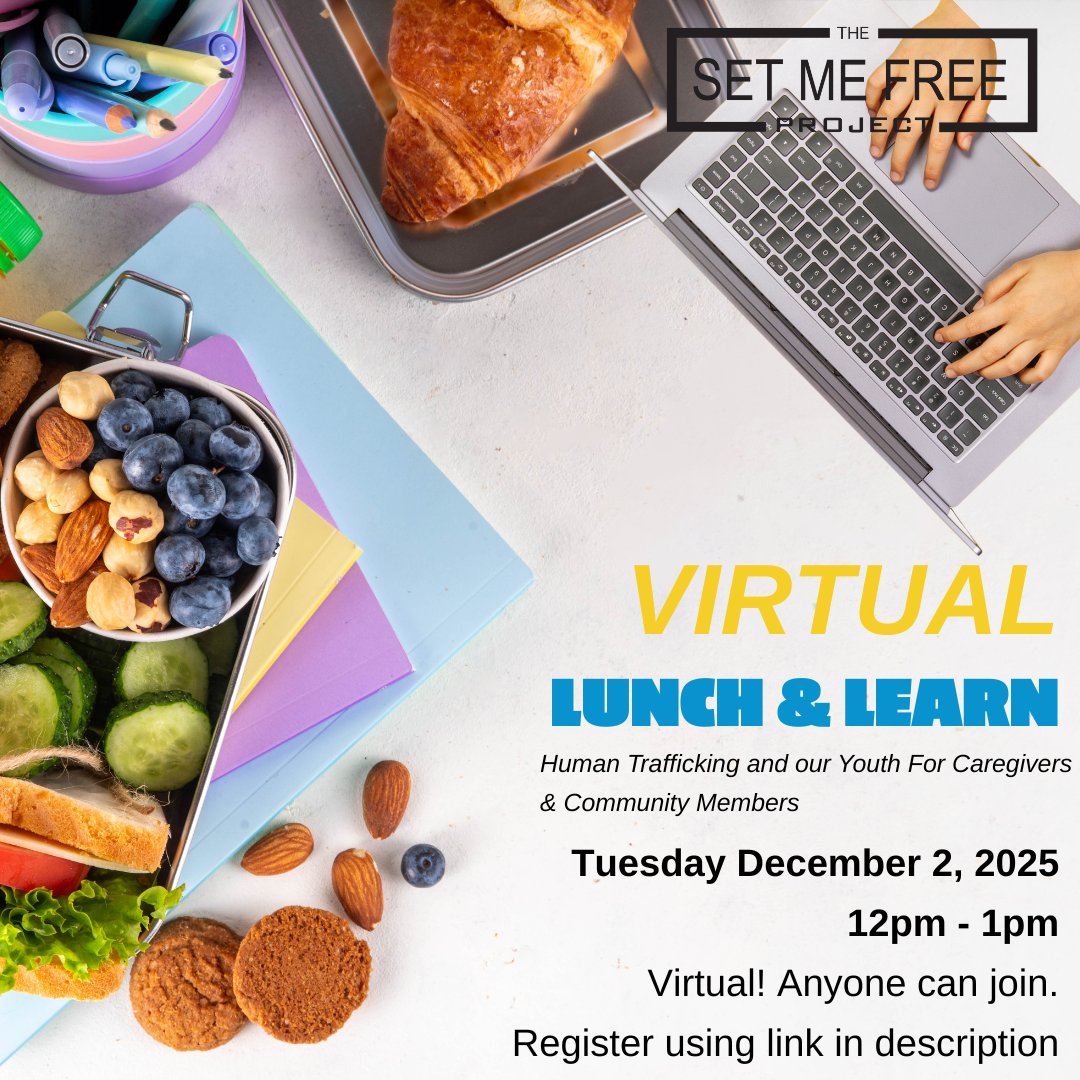 TheSMFProject's tweet image. ‼️ We are just ONE WEEK away from our Giving Tuesday webinar!
🍽️ Virtual Lunch &amp;amp; Learn: Take your lunch break Dec 2, 12–1 PM to learn about Human Trafficking &amp;amp; Our Youth for caregivers &amp;amp; community members. Free &amp;amp; virtual! 
🔗Register here: loom.ly/Y6gLfNg