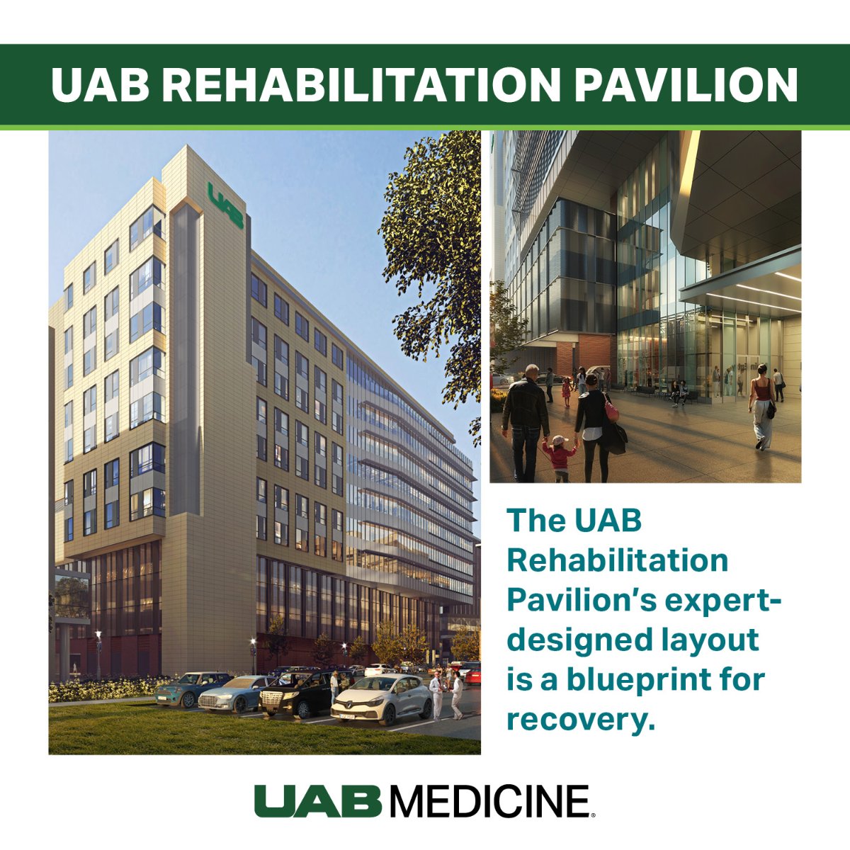 uabmedicine's tweet photo. Healing meets innovation at the UAB Rehabilitation Pavilion. ✨ With expert-designed spaces, advanced equipment, and therapy gyms on every floor, patients gain the tools and confidence to return to everyday life.

🔗 https://t.co/8O4CSDJ2VQ. https://t.co/VzYK4XEY2I