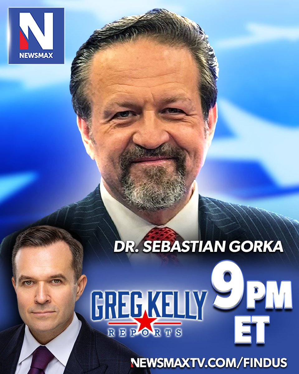 NEWSMAX's tweet image. TONIGHT: Trump Senior Director for Counterterrorism Sebastian Gorka will join &quot;Greg Kelly Reports&quot; to discuss combatting extremist domestic threats to the nation and more — 9PM ET on NEWSMAX.

WATCH: newsmaxtv.com/findus @SebGorka