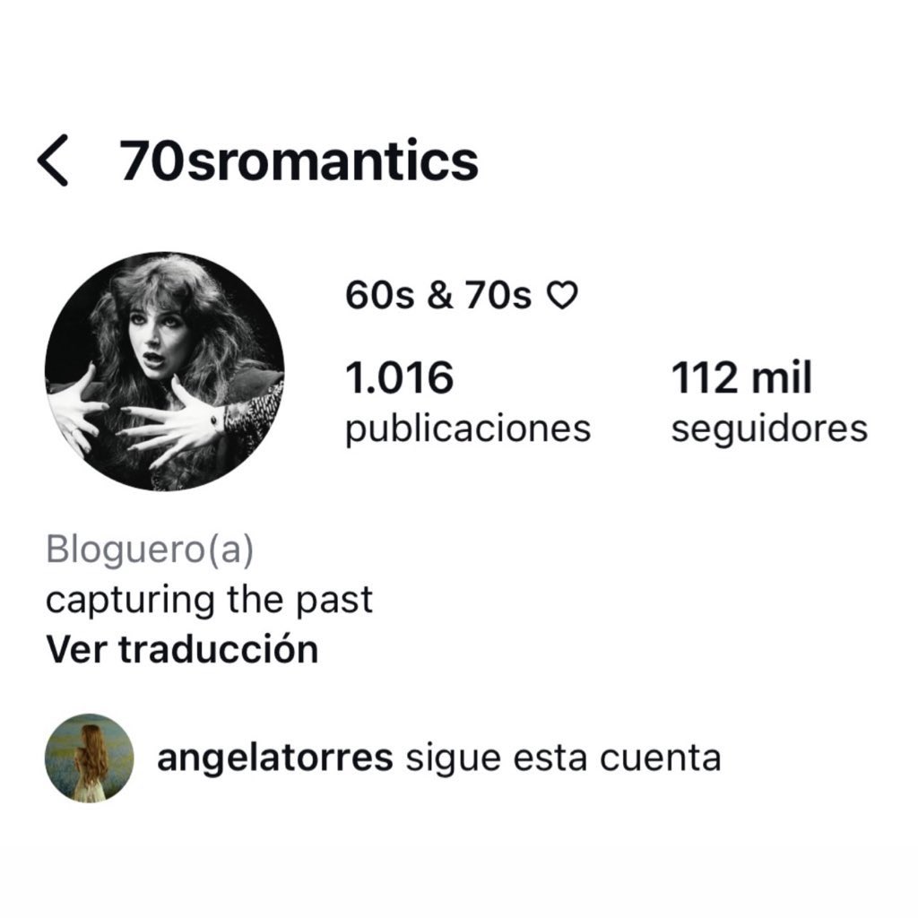 julidata's tweet photo. 🚨Ángela Torres empezó a seguir una cuenta de estética 60s/70s, posible temática de su nuevo álbum…? #AT2 https://t.co/RZSmgiG9eS