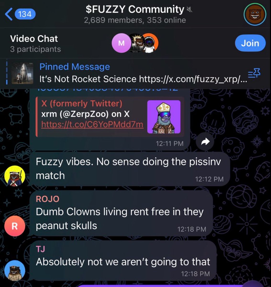 ZerpZoo's tweet image. the $FUZZY community continues to ride the tip of my johnson .. 

for those wondering why the nonsense continues, look no further than the @fuzzy_xrp TG from today .. 

these dudes just don’t want it to end.. 

Peter Drake aka @fuzzy_xrp be a leader &amp;amp; get ahold of your community…