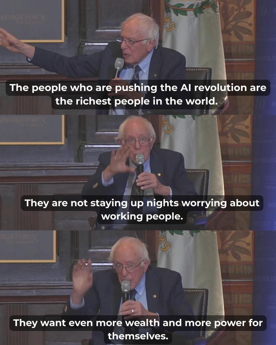 BernieSanders's tweet image. The struggle is not whether AI is good or bad.

It’s who controls it and who benefits from it.