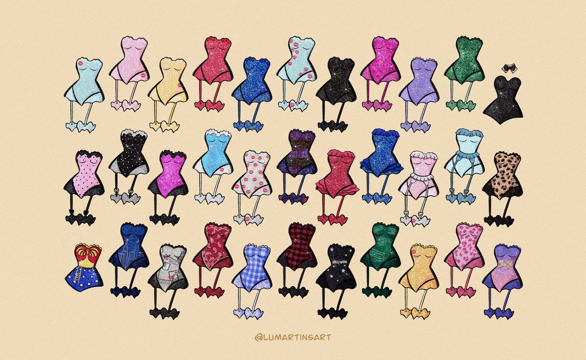 lumartinsart's tweet image. sabrina’s full bodysuit collection from the short n’ sweet tour 💋