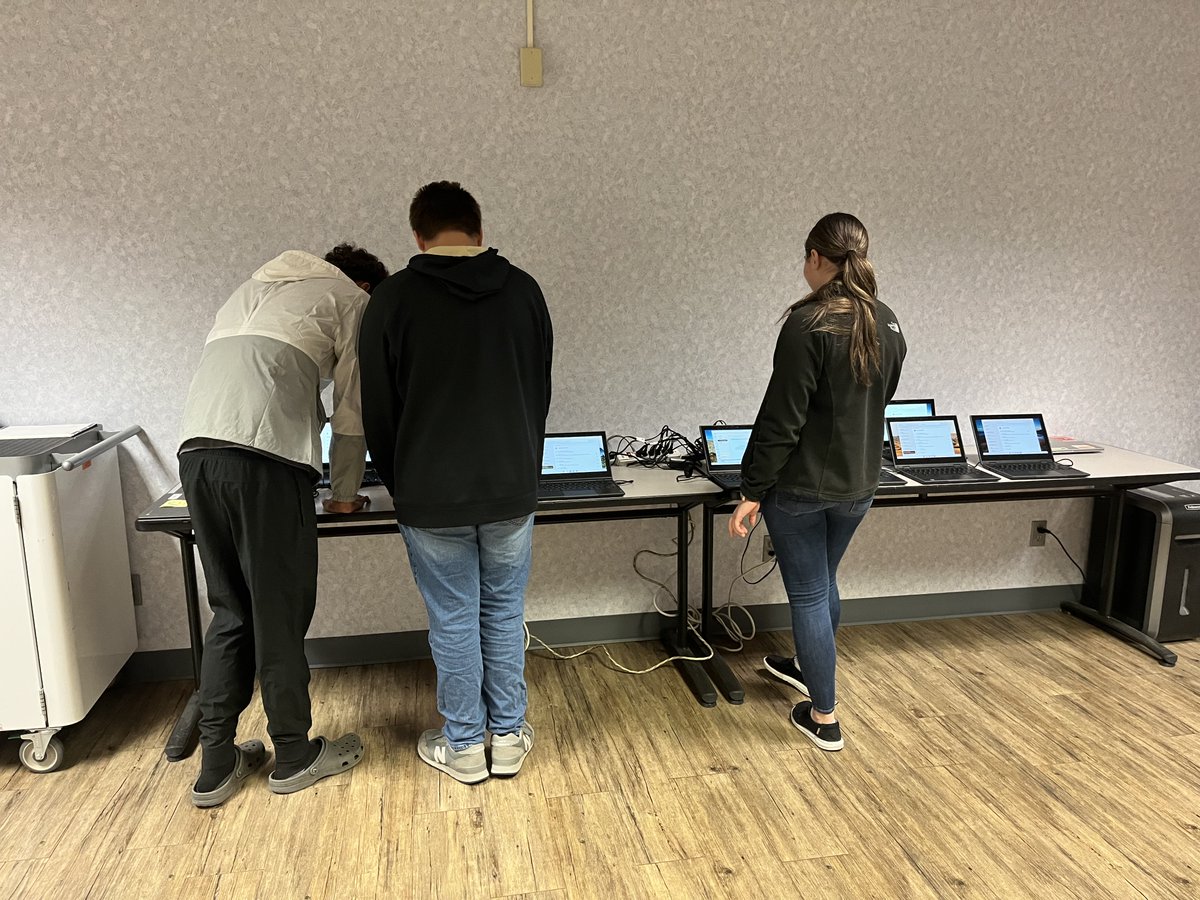 The 8th-period Tech Tribers are having a great time giving some older Chromebooks a refresh so they can be used for our wrestling program! #keepimproving #hireyourstudents