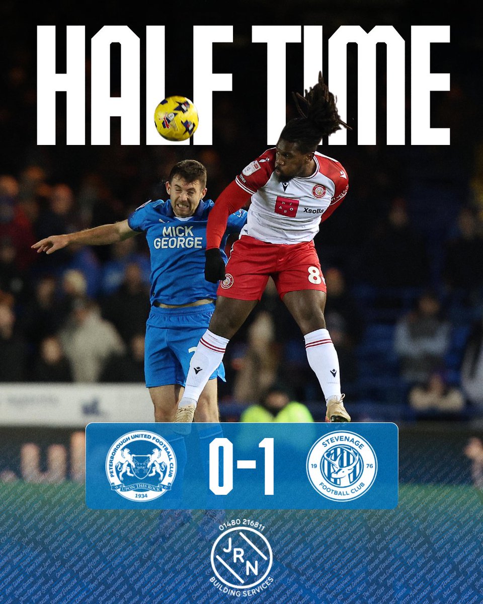 Posh behind at the interval after an uneventful 45 minutes. 

Half-time brought to you by JRN Building Services.

🎩 0-1 ⚪ | #pufc