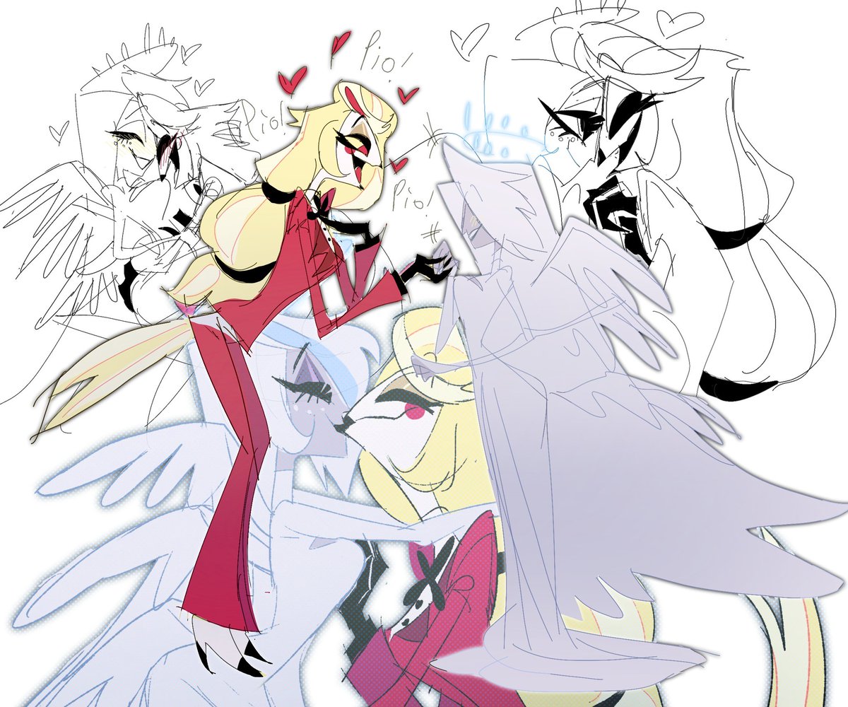 ch00ls's tweet image. Goetia n serafín!! 🥰 🌈🎀 #HazbinHotel #chaggie