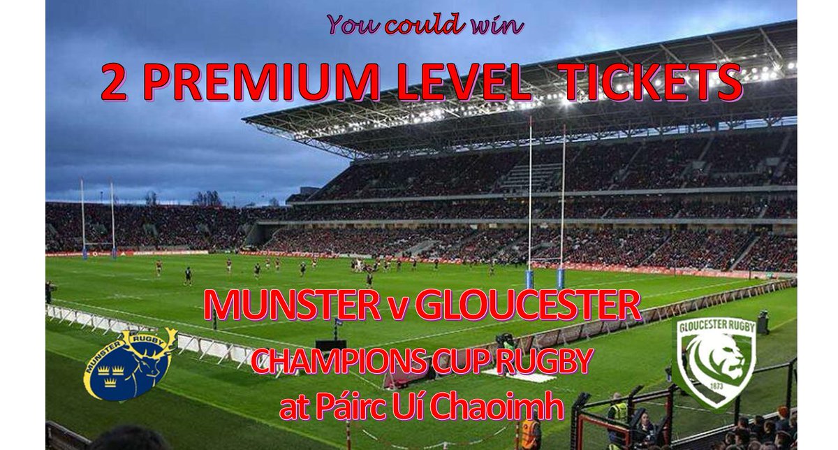 Munster will take on Gloucester in a first ever European Champions Cup game at Páirc Uí Chaoimh on Sat. Dec. 13th.
The game is expected to be a sell-out, but one lucky CBS lotto supporter will win 2 premium level tickets in the Dec. 4th draw.
It could be you - be in it to win it!