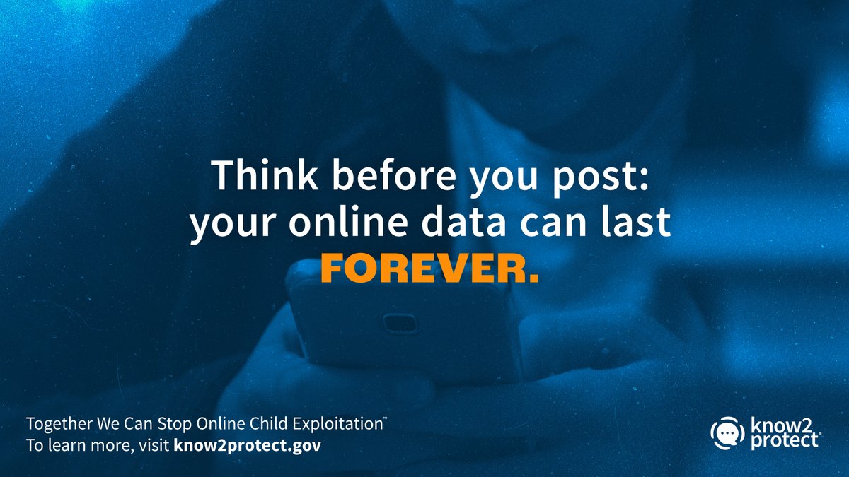 Know2Protect's tweet image. Tuesday #CyberTip Alert! 🚨 What your child posts online can last forever, even after they hit delete.

We’re united with our signed partner, the National Cybersecurity Alliance to help protect your family’s digital life. Encourage strong passwords, teach them the threats, check…