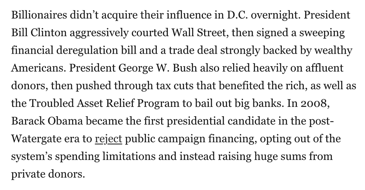 IssueOneReform's tweet image. Billionaires now brazenly steer a massive share of U.S. political spending, but their influence can be credited to years of policies appeasing the rich. washingtonpost.com/politics/inter…