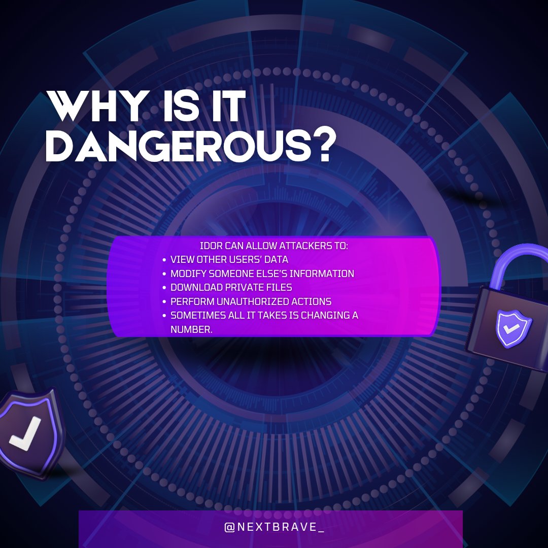 nextbrave_'s tweet image. 🔐 IDOR (Insecure Direct Object Reference)

One of the most overlooked, yet incredibly impactful,web vulnerabilities.
A small parameter change can become a big security hole. 👀

#CyberSecurity #WebSecurity #IDOR #AppSec #InfoSec #BugBounty #CyberAwareness #SecurityTips #Devops