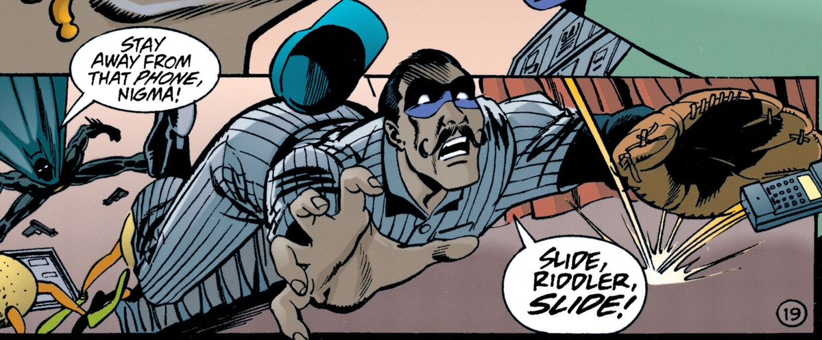 the_whar's tweet image. My hottest Riddler take is that I don&apos;t think he&apos;s the kind of guy who thinks he&apos;s &quot;too smart&quot; for sports. I think he fucking loves baseball.