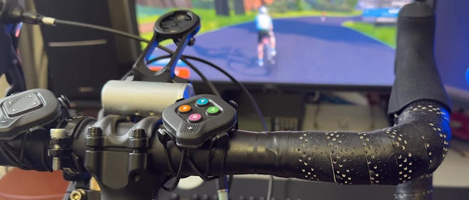 adafruit's tweet photo. Shimano Di2 to Zwift Click v2 remote control mod 
https://t.co/J64fdkZwSN https://t.co/ERbl9u0D6T