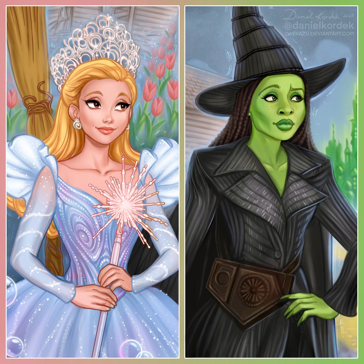 daekazu_'s tweet photo. Wicked: For Good (2025) 🩷💚 VS Wicked: The Broadway Premiere (2003) 🩵💚 VS Wizard of Oz (1939) 🌪️🫧

#wickedmovie #wicked #wickedforgood #glinda #arianagrande #kristinchenoweth #thewickedwitch #cynthiaerivo #idinamenzel #elphaba #witch #thewickedwitchofthewest #wizardofoz #oz https://t.co/vCF4tMfuJp