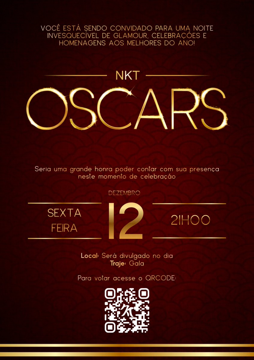 JÁ ESTÃO ABERTAS AS VOTAÇÕES PARA O EVENTO MAIS AGUARDADO DO ANO, NOSSO QUERIDISSÍMO #NKTOSCAR #NKT 

forms.gle/EQV8WYWJtNaRXU…