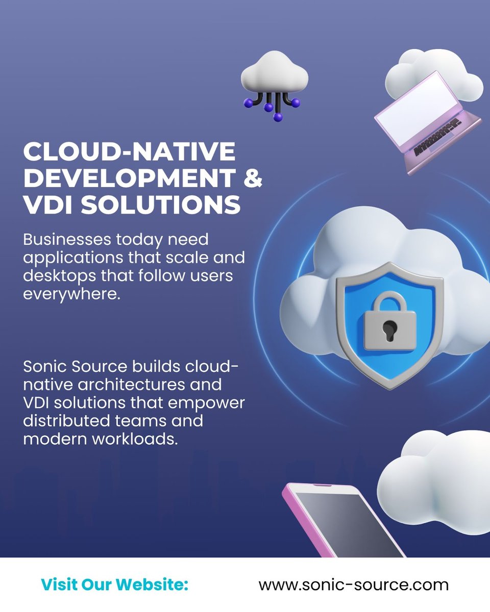 SourceSoni25436's tweet image. Your workforce is mobile — your infrastructure should be too.
Sonic Source enables secure VDI environments and cloud-native applications that adapt to changing workloads and hybrid teams.
Flexible, fast, and engineered for the modern enterprise.
.
.
.
.
#sonicsource #cloudnative