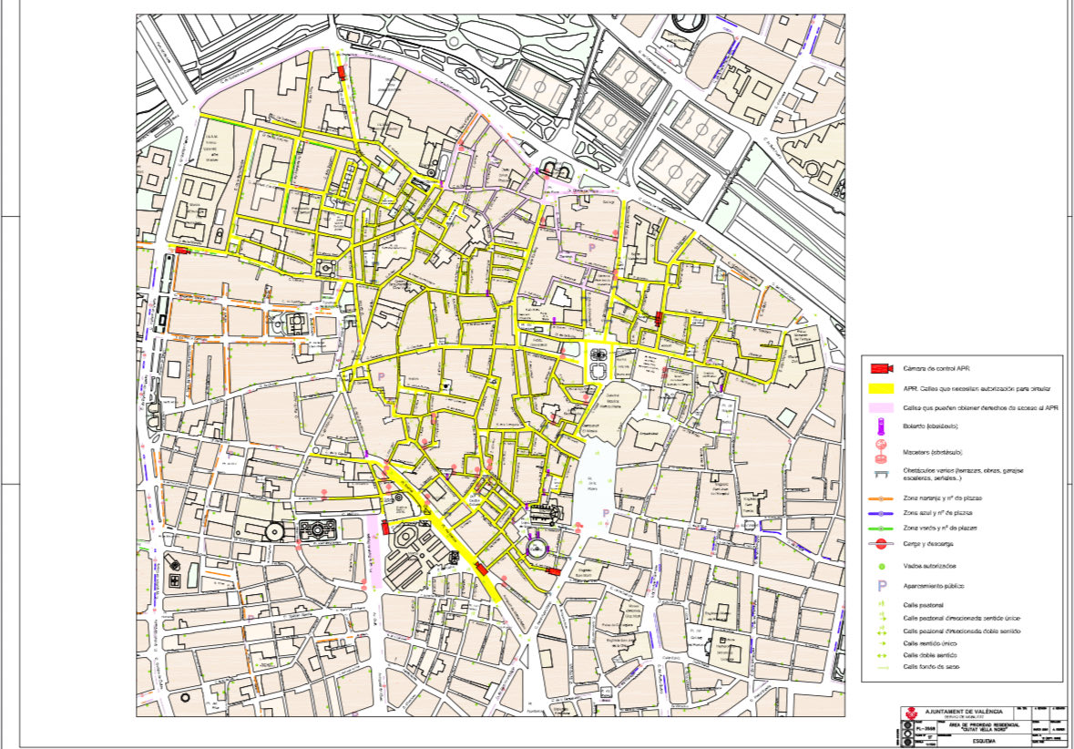 El palau de la Generalitat Valenciana, es troba a l’epicentre de l’APR de Ciutat Vella, reservat a la circulació amb vehicles a motor per part del veïnat i controlat per càmeres, crec que Maribel Villaplana resideix fora de València, a qui corresponga