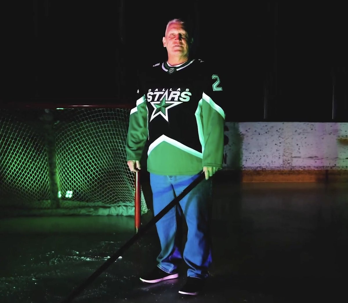 wyshynski's tweet image. The New @DallasStars alt jerseys, modeled by Ambassador of Fun Brett Hull. Love the nod to the 1999 Stanley Cup win in the collar. @Fanatics #NHL