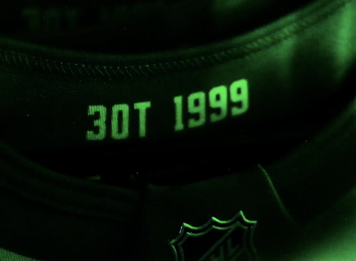 wyshynski's tweet image. The New @DallasStars alt jerseys, modeled by Ambassador of Fun Brett Hull. Love the nod to the 1999 Stanley Cup win in the collar. @Fanatics #NHL