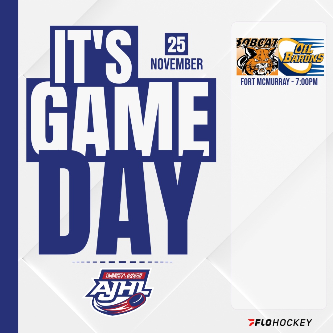 The Bobcats will travel to Fort McMurray for the first game of a double header versus the Oil Barons tonight! #AJHL