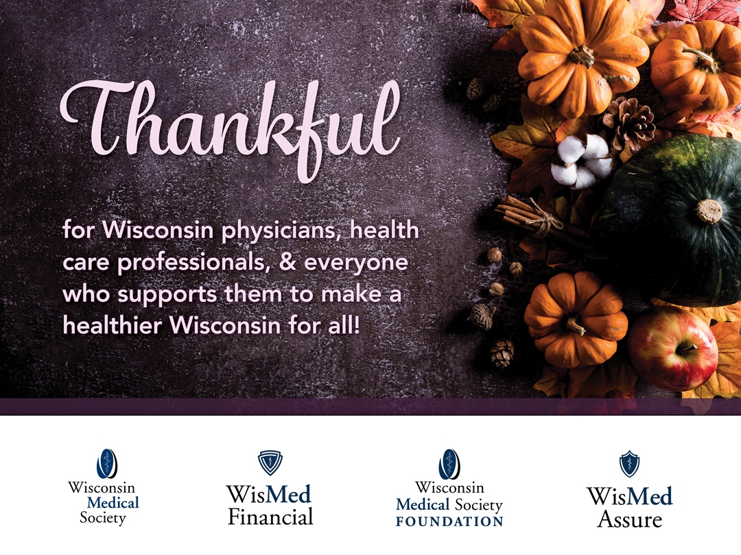 WisMed's tweet image. We're thankful to everyone working to make a healthier Wisconsin for all! Wishing you a happy and healthy holiday season.

#WisMedFoundation #WisMedFinancial #WisMedAssure