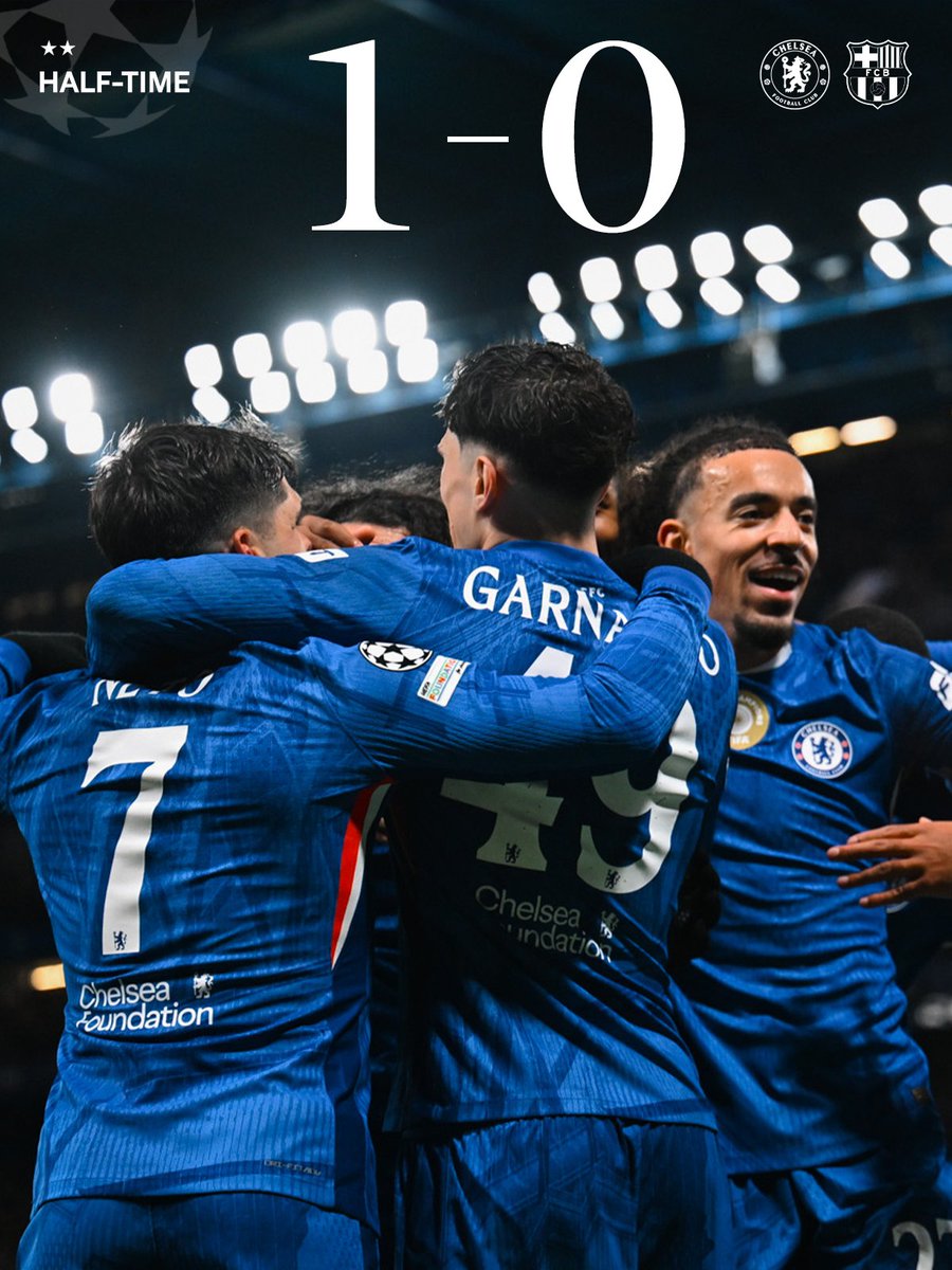 ChelseaFC's tweet image. One up at the break! 👊

#CFC | #UCL