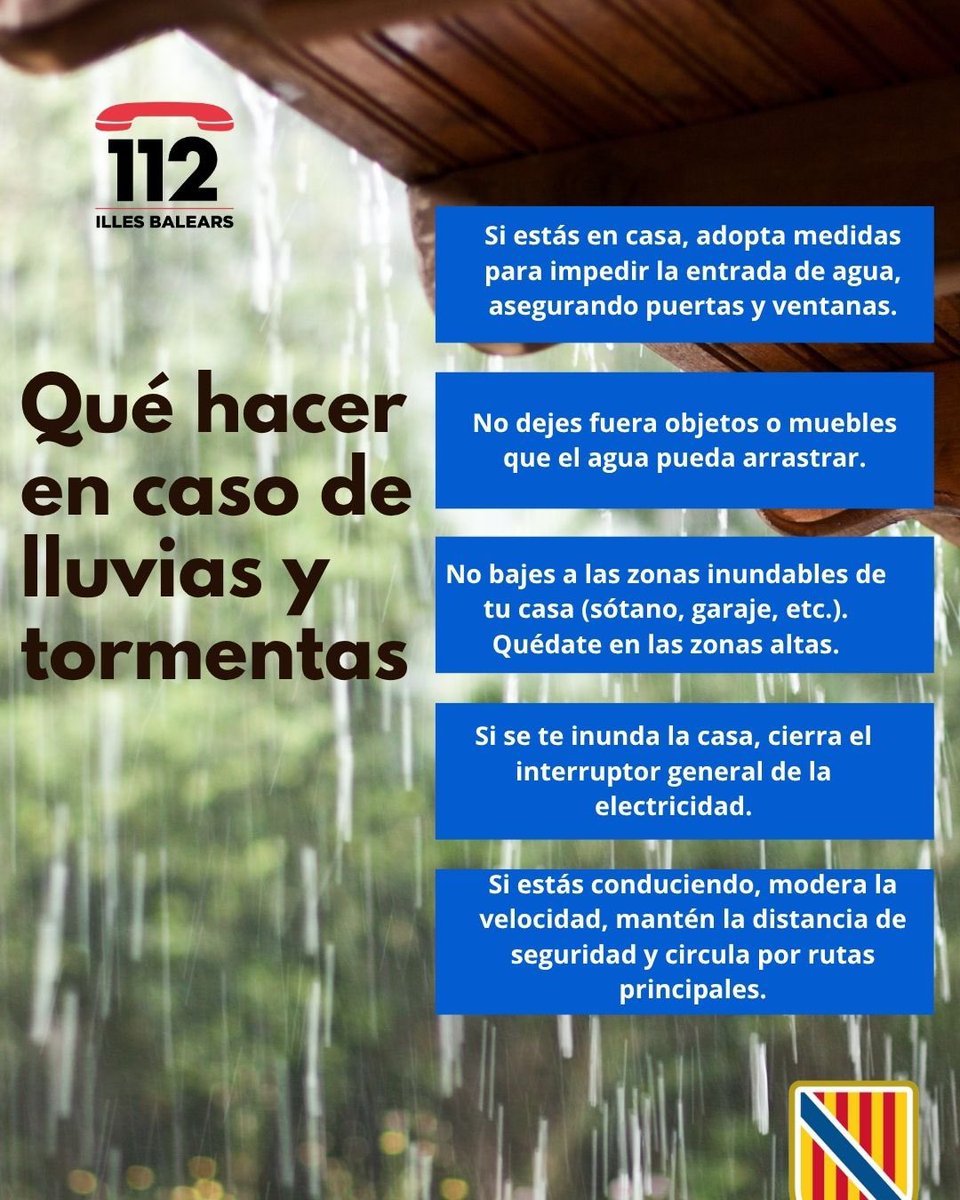 Os pedimos precaución durante las próximas horas, que sigáis nuestros consejos y que llaméis al 112 📞 en caso de emergencia. 🙏🏻