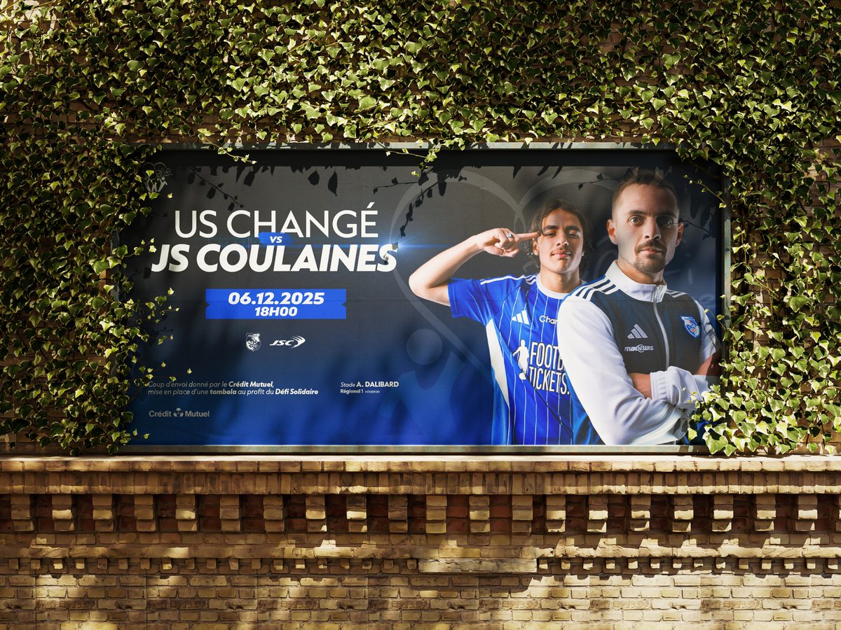 matheogratien's tweet image. AFFICHAGE JOUR DE MATCH
&amp;gt; @uschangefoot 

Petit projet Behance qui met en situation quelques visuels de jour de match pour l&apos;équipe fanion de Changé évoluant en Régional 1🖌️

behance.net/gallery/239280…
#photoshop #graphisme