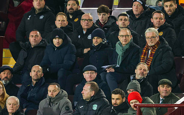 Martin O'Neill,  Shaun Maloney,  Stephen McManus and Mark Fotheringham all at tonight's game between Motherwell and Hibs.