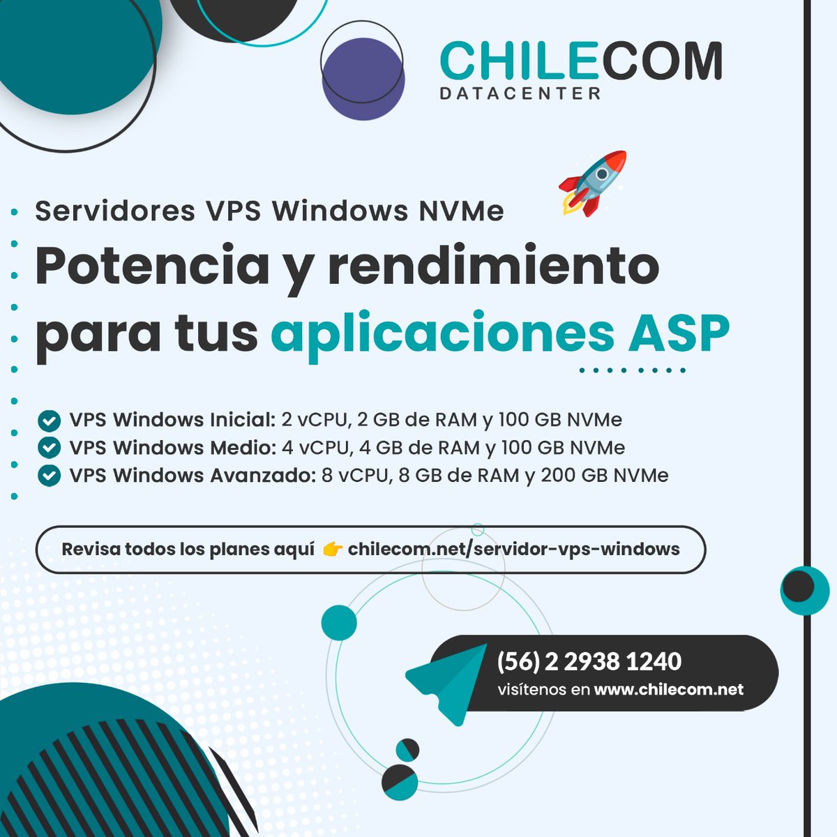 ChilecomNet's tweet image. 🚀 En Chilecom contamos con tres planes de VPS Windows NVMe

👉 Revisa todos los planes aquí:
chilecom.net/servidor-vps-w…

#vpswindows #vpsnvme #servidorvps #windowsserver #aspnet #sqlserver #hostingchile #chilecom #altorendimiento #infraestructura_chile