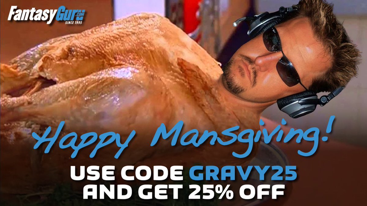 🍗 Thanksgiving Week = SAVINGS 🏈

Use promo code GRAVY25 and get 25% OFF any subscription! 

Get full access to elite analysis, DFS lineup strategy, betting picks, matchup edges, and our discord community. 

Load up your plate &amp; bankroll this holiday!

fantasyguru.com/join-today/